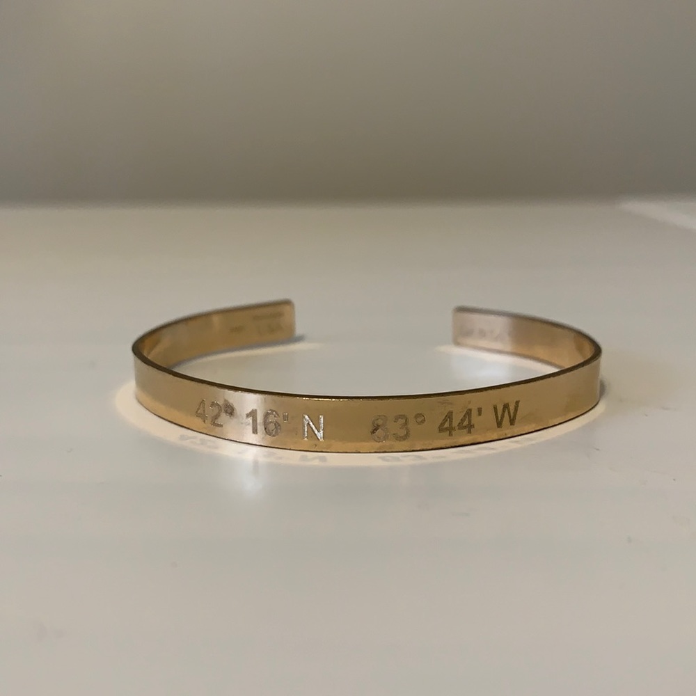Gold Bangle Bracelet Longitude and Latitude